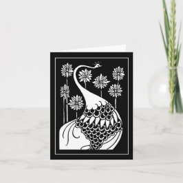 Beardsley Nouveau Peacock Note Card Kort