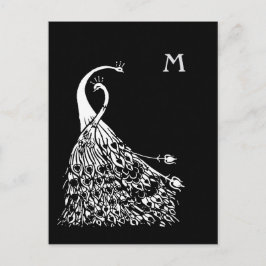 Beardsley Peacocks Pair Monogram-postkort Vykort