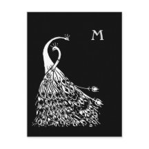 Beardsley Peacocks Pair Monogram-postkort