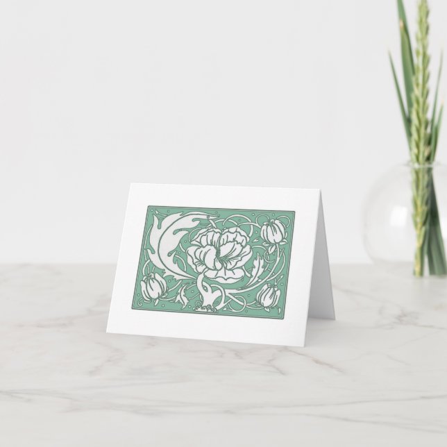 Beardsley Peony Art nouveau Note Cards Kort (Framsida)