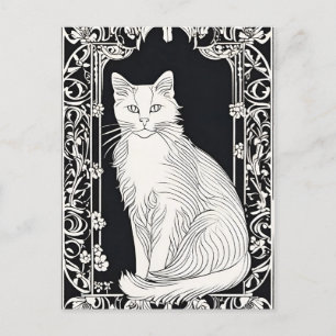 Beardsley Stil Cat vykort