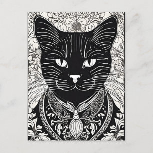 Beardsley Stil Cat vykort