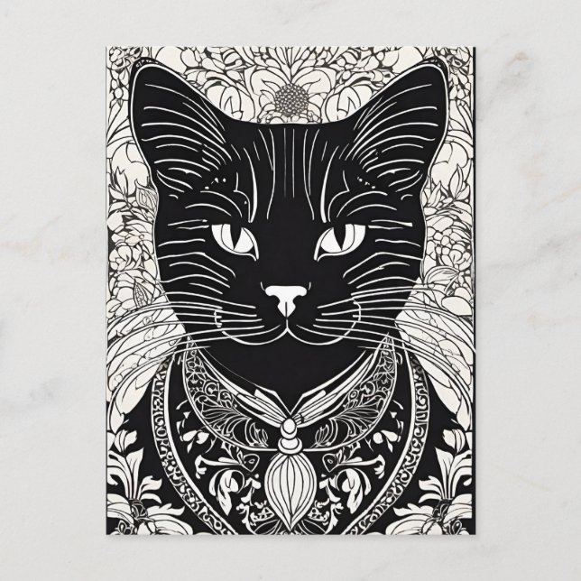 Beardsley Stil Cat vykort (Framsida)