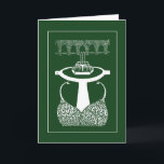 Beardsley Vintage Peacocks Note Card Kort<br><div class="desc">En fotoåtergivning av en illustration av Aubrey Beardsley,  circa 1892,  som visar 2 stiliserade Peacocks i en trädgård. Vit på Grönt. Blanka för att skriva eller så kan du "anpassa" så att orden skrivs ut. Finns i 2 storlekar. Finns även i svart.</div>