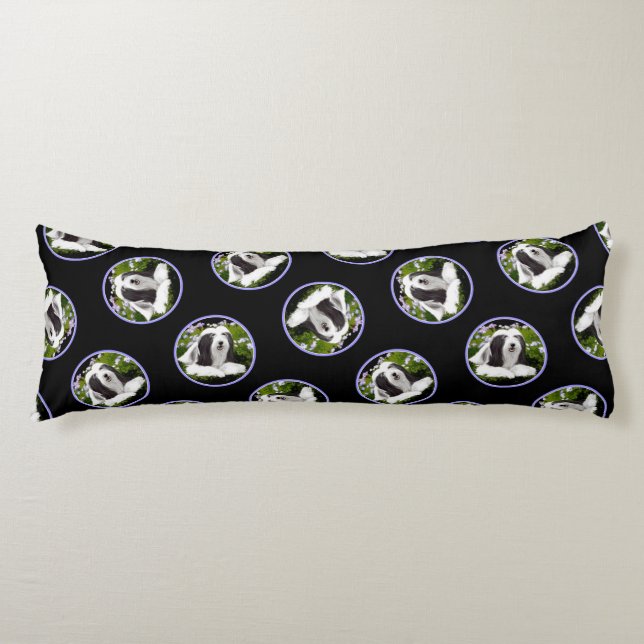 Beare Beardie Black Painting Cute Hund Art Kroppskudde (Framsidan)