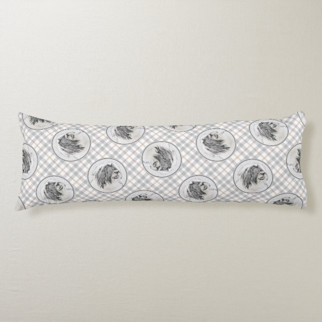 Beare Beardie Black Teckning Cute Hund Art Kroppskudde (Framsidan)