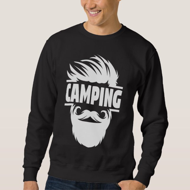 Beared Camping Campfire Lång Ärmad Tröja (Framsida)