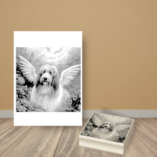 Beared Collie Angel Vingar Pet Loss Stämpel