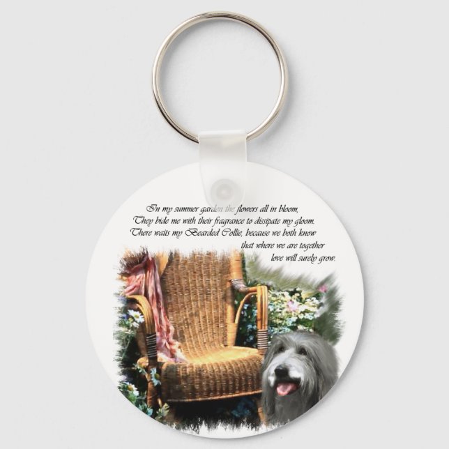 Beared Collie Art-presenter Nyckelring (Framsida)