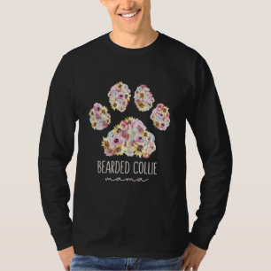 Beared Collie Blommigt Tass Hund Mamma  T Shirt