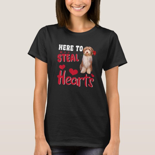 Beared Collie här för att stoppa Rolig hund Vale T Shirt (Framsida)
