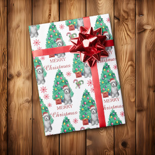 Beared Collie Hund jul Mönster Presentpapper