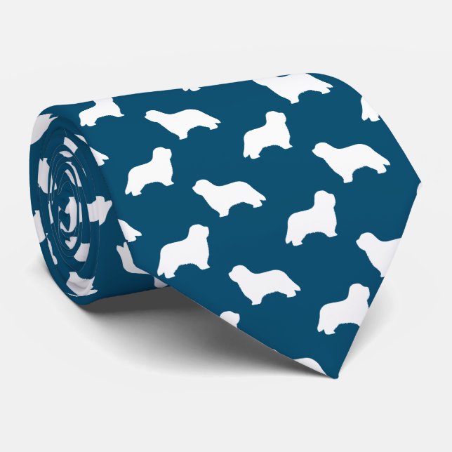 Beared Collie Hund Silhouettes Mönster Blue Slips (Rullad)