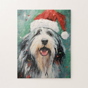 Beared Collie Julpenselmålning Pussel