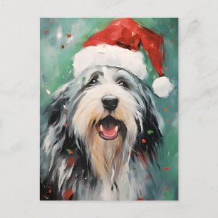 Beared Collie Julpenselmålning Vykort
