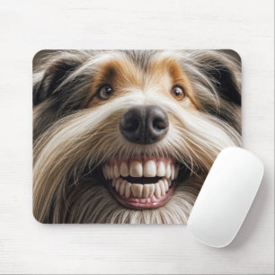 Beared Collie med en todig Flin Musmatta