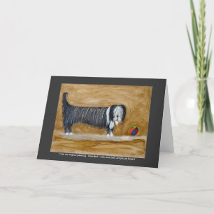 Beared Collie och Boll Greeting Card Kort