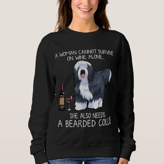 Beared Collie och Vin Hund Passande T Shirt (Framsida)