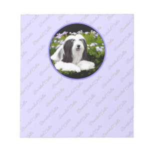 Beared Collie Painting - Cute Original Hund Art Anteckningsblock