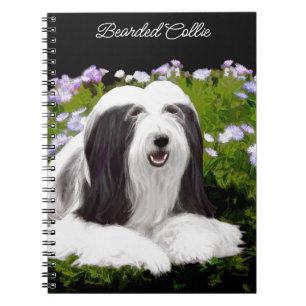 Beared Collie Painting - Cute Original Hund Art Anteckningsbok