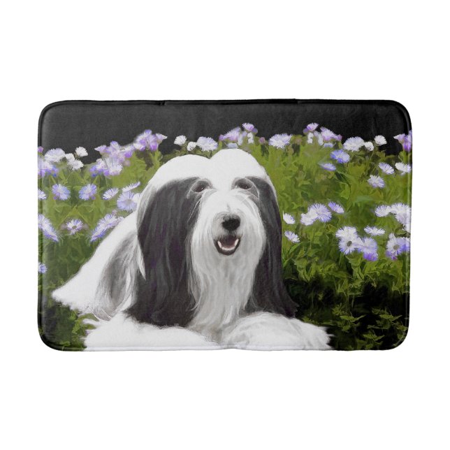 Beared Collie Painting - Cute Original Hund Art Badrumsmatta (Framsidan)