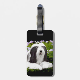 Beared Collie Painting - Cute Original Hund Art Bagagebricka