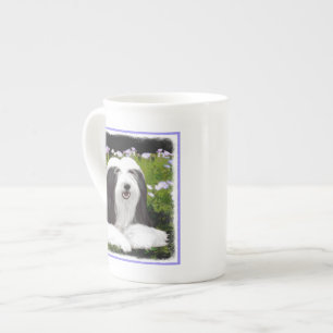 Beared Collie Painting - Cute Original Hund Art Benporslin Mugg