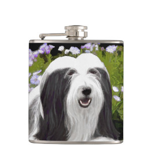 Beared Collie Painting - Cute Original Hund Art Fickplunta
