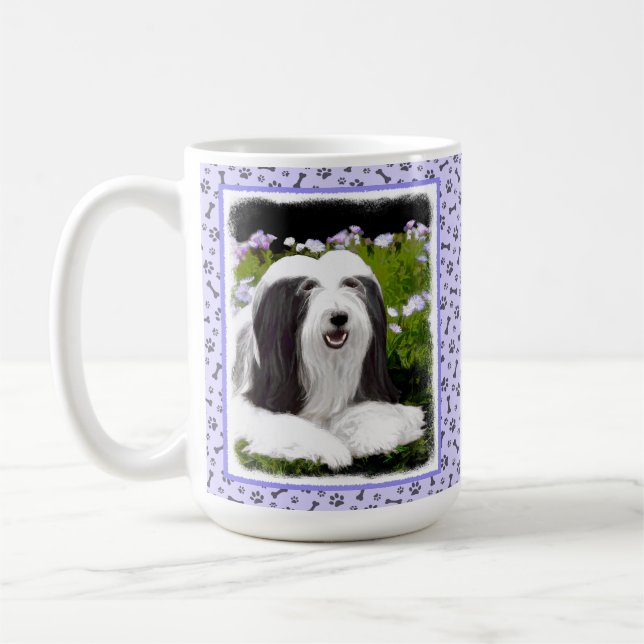 Beared Collie Painting - Cute Original Hund Art Kaffemugg (Vänster)