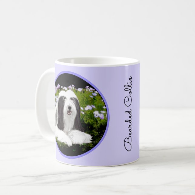 Beared Collie Painting - Cute Original Hund Art Kaffemugg (Framsida vänster)