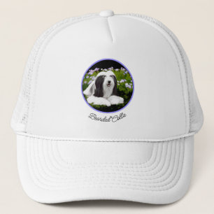 Beared Collie Painting - Cute Original Hund Art Keps
