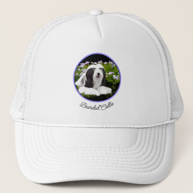 Beared Collie Painting - Cute Original Hund Art Keps (Framsida)
