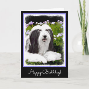 Beared Collie Painting - Cute Original Hund Art Kort