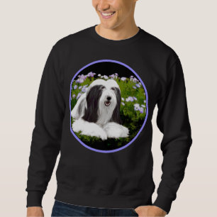Beared Collie Painting - Cute Original Hund Art Lång Ärmad Tröja