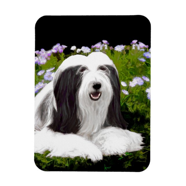 Beared Collie Painting - Cute Original Hund Art Magnet (Vertikal)