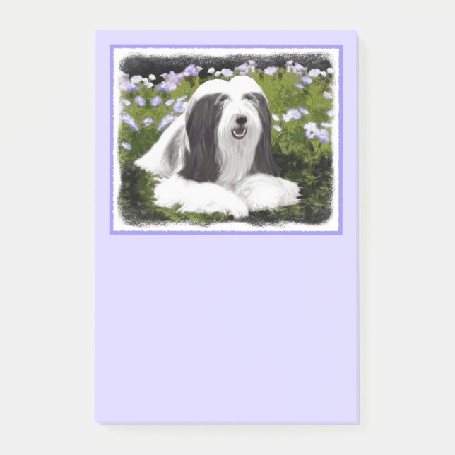 Beared Collie Painting - Cute Original Hund Art Post-it Block (Framsida)