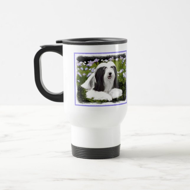 Beared Collie Painting - Cute Original Hund Art Resemugg (Vänster)