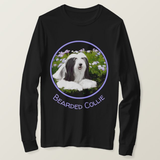 Beared Collie Painting - Cute Original Hund Art T Shirt (Design framsida)