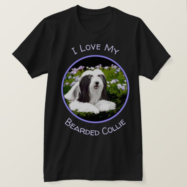 Beared Collie Painting - Cute Original Hund Art T Shirt (Design framsida)