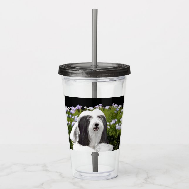Beared Collie Painting - Cute Original Hund Art Take Away Mugg (Framsida)