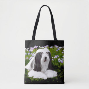 Beared Collie Painting - Cute Original Hund Art Tygkasse