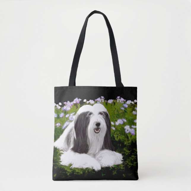 Beared Collie Painting - Cute Original Hund Art Tygkasse (Framsida)