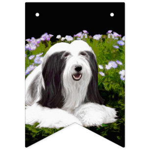 Beared Collie Painting - Cute Original Hund Art Vimplar