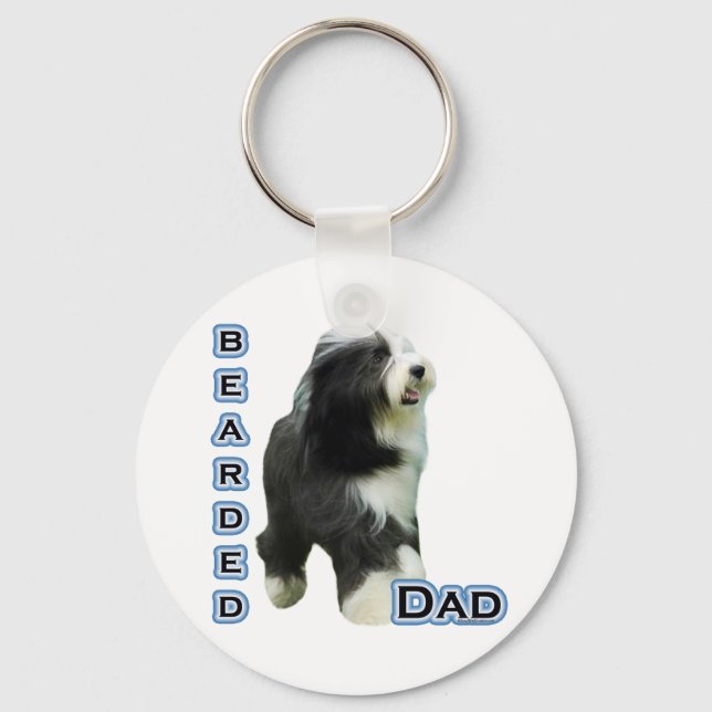 Beared Collie Pappa 4 - Nyckelkedja Nyckelring (Framsida)