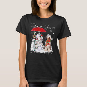 Beared Collie Santa Hund jul Snögubbe Julafton Pa T Shirt