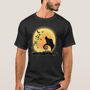 Beared Collie Scary och Måne Hund Halloween Costum T Shirt