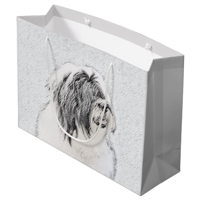 Beared Collie Teckning - Cute Original Hund Art (Baksidan Vinklad)