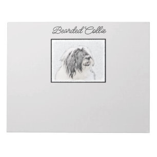 Beared Collie Teckning - Cute Original Hund Art Anteckningsblock