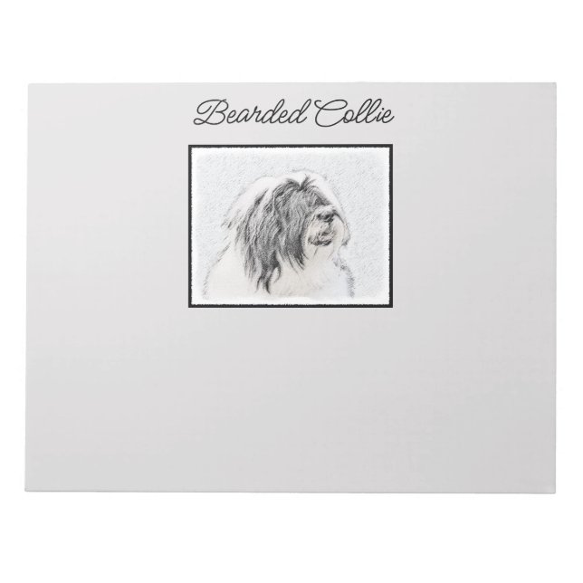Beared Collie Teckning - Cute Original Hund Art Anteckningsblock (Framsida)