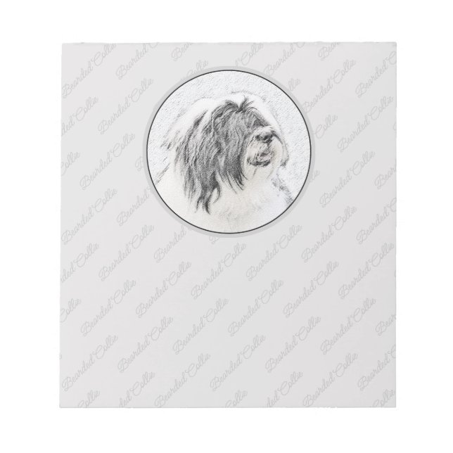 Beared Collie Teckning - Cute Original Hund Art Anteckningsblock (Framsida)